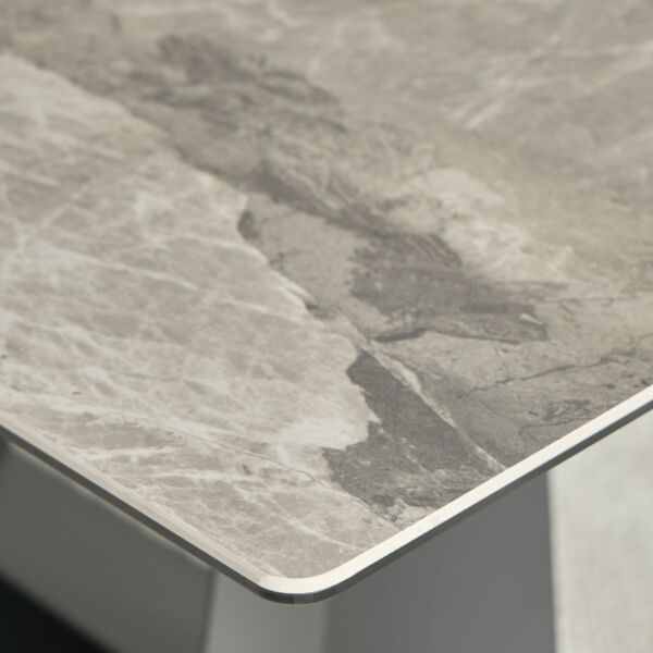 طاولة طعام قابلة للتمدد بسطح بلاط 6 - 8 مقاعد إثيل - اسود ورمادي