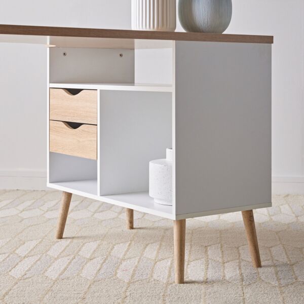 مكتب جانبي من إكو ابيض وبلوطي