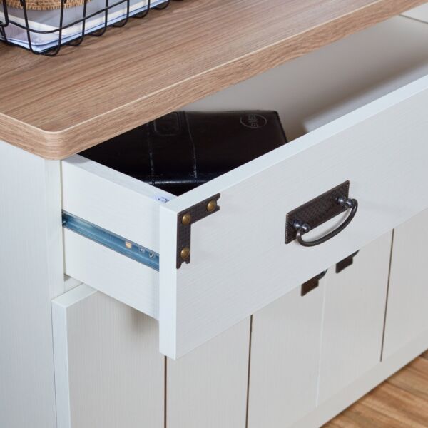 خزانة كتب - ليون لون بلوطي وابيض