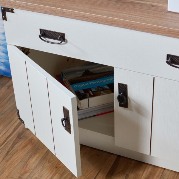 خزانة كتب - ليون لون بلوطي وابيض