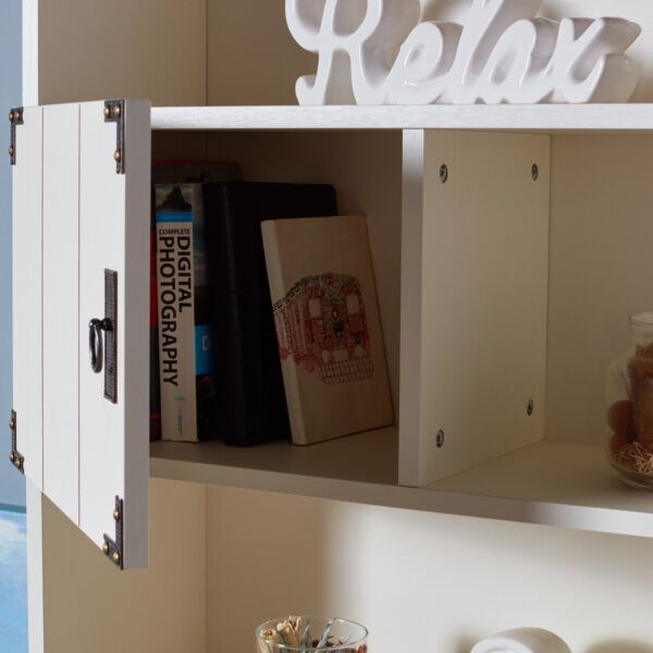 خزانة كتب - ليون لون بلوطي وابيض