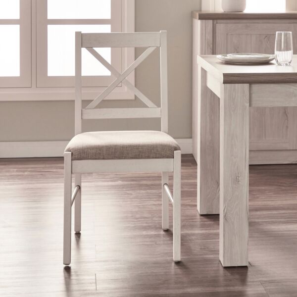 كرسي طاولة طعام مافريك - بلوطي وابيض