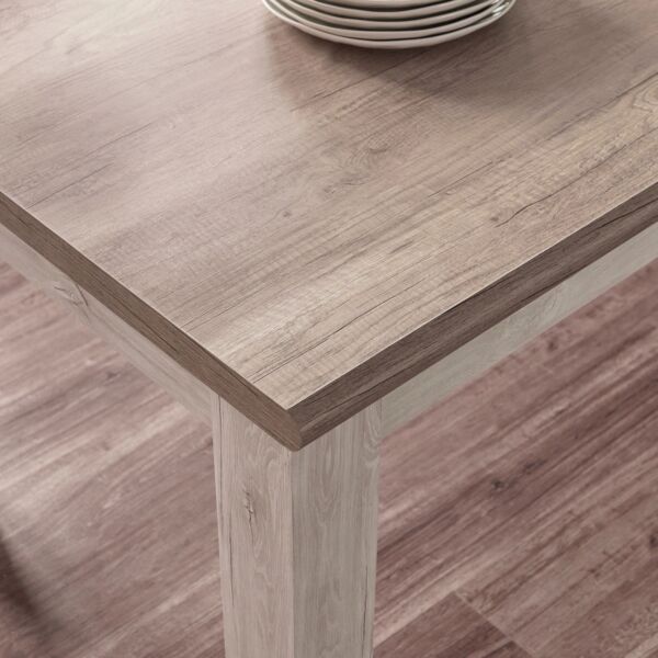 طاولة سفرة 6 مقاعد مافريك - ابيض وبلوطي