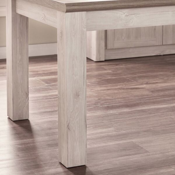 طاولة سفرة 6 مقاعد مافريك - ابيض وبلوطي