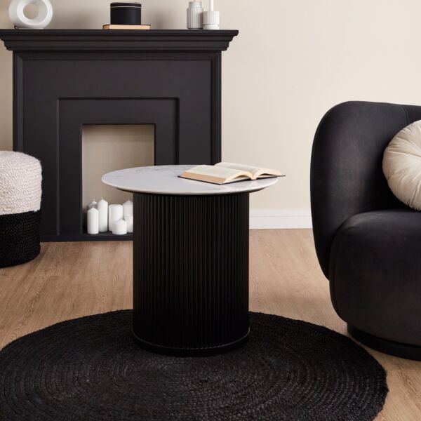 طاولة جانبية بسطح رخامي - مونوكروم