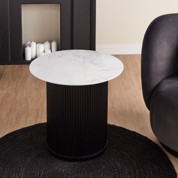 طاولة جانبية بسطح رخامي - مونوكروم