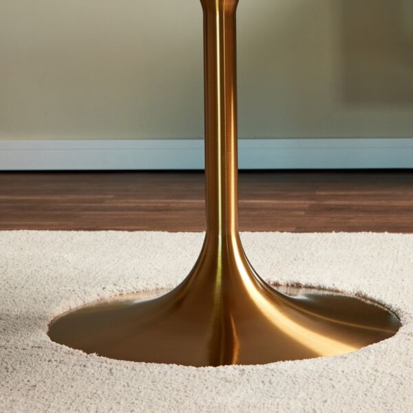 طاولة طعام 6 مقاعد بسطح رخام جانيس - ابيض وذهبي