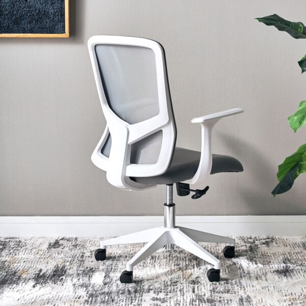 كرسي مكتب إيفان - ابيض ورمادي