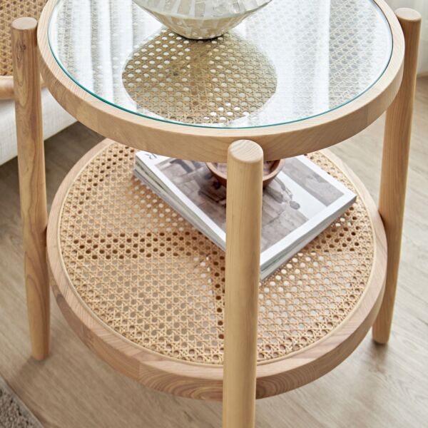 طاولة جانبية بسطح زجاج - أناسا