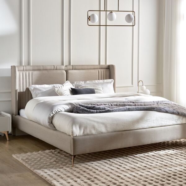 طقم غرفة نوم كينغ 5 قطع فورستا - رمادي وذهبي