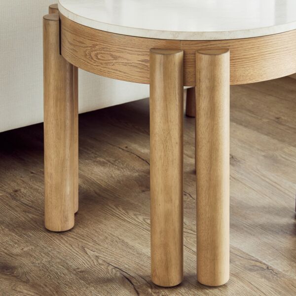 طاولة جانبية بسطح رخامي - روستيك كومفورت