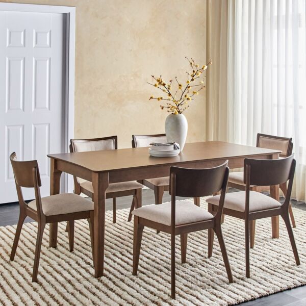 طقم طاولة طعام ل 6 اشخاص مونروي - بني