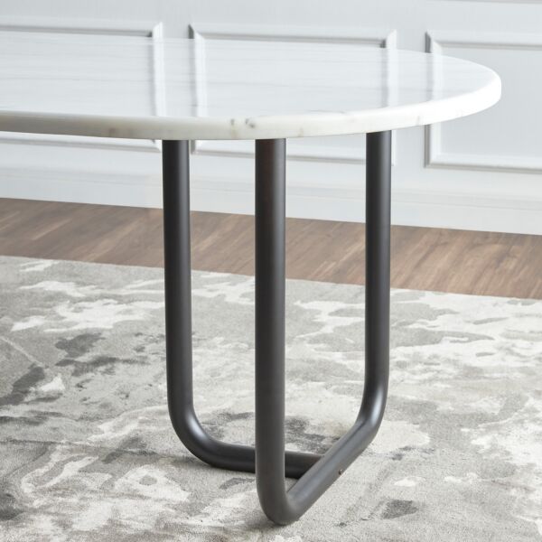 طاولة طعام بسطح رخامي 8 مقاعد كوربيت - ابيض واسود