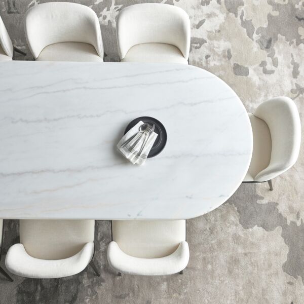 طاولة طعام بسطح رخامي 8 مقاعد كوربيت - ابيض واسود