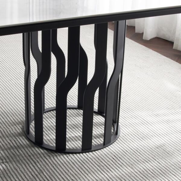 طاولة طعام بسطح سيراميك 10 مقاعد إنتريكو - ابيض واسود