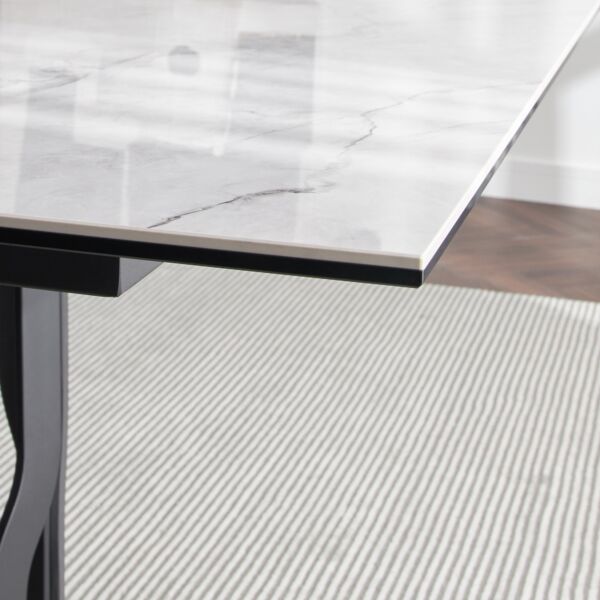 طاولة طعام بسطح سيراميك 10 مقاعد إنتريكو - ابيض واسود