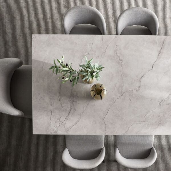 طاولة طعام بسطح سيراميك 10 مقاعد إنتريكو - ابيض واسود