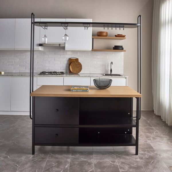 طاولة مطبخ إشبيلية - بلوطي واسود
