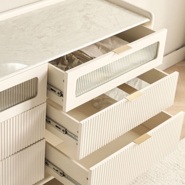 طاولة تزيين مع مرآة ميزون - بيج وذهبي