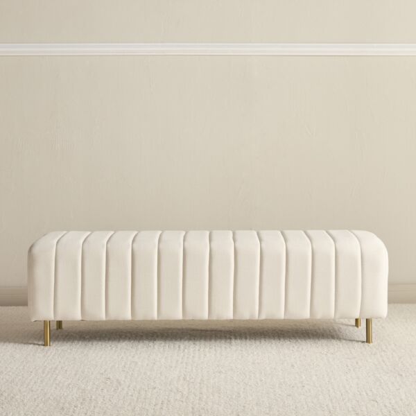 مقعد بنش ميزون - بيج وذهبي