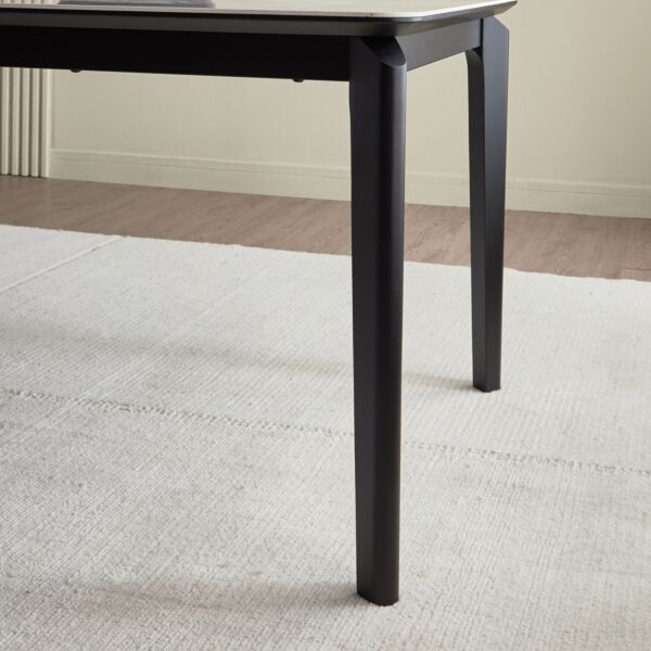 طاولة طعام بسطح سيراميك 8 مقاعد تشاركول - رمادي واسود