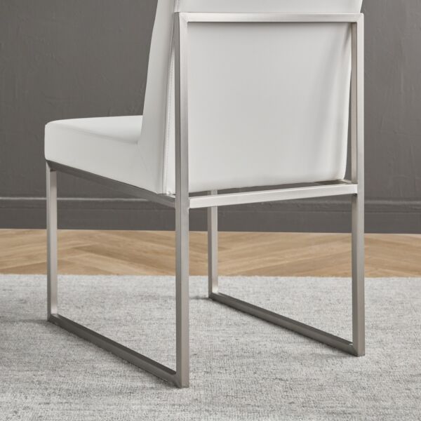 كرسي طاولة طعام جلد صناعي فروست - ابيض