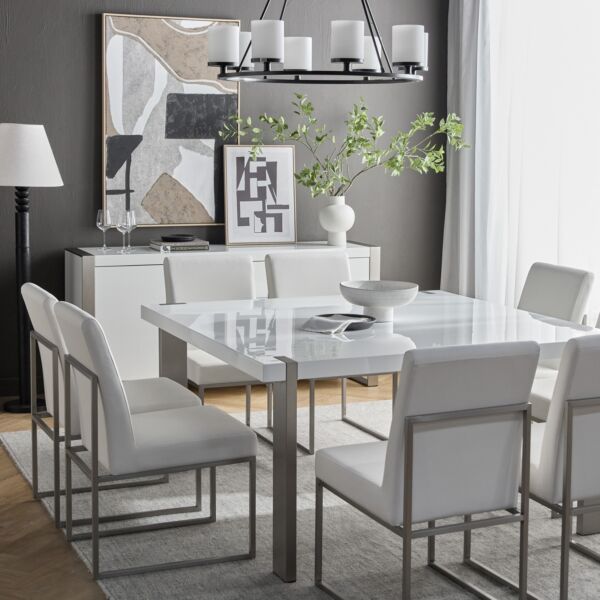 كرسي طاولة طعام جلد صناعي فروست - ابيض