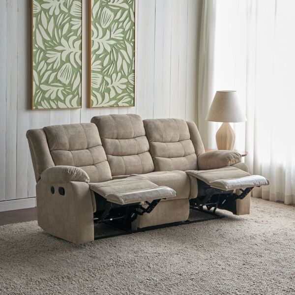 كنبة استرخاء قابلة للضبط 3 مقاعد بمنفذ شحن كايدن - بيج