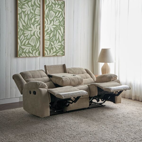 كنبة استرخاء قابلة للضبط 3 مقاعد بمنفذ شحن كايدن - بيج