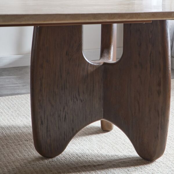 طاولة طعام بسطح رخام لـ 8 مقاعد بيبل - جوز وبيج