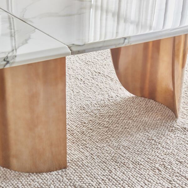 طاولة طعام 10 مقاعد جيميناي - ابيض وذهبي