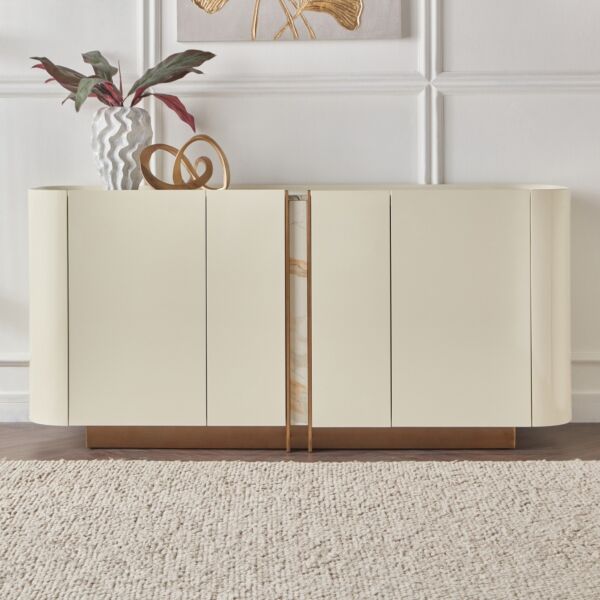 بوفيه جانبي جيميناي - ابيض وذهبي