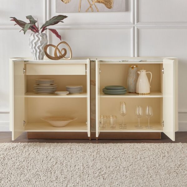 بوفيه جانبي جيميناي - ابيض وذهبي