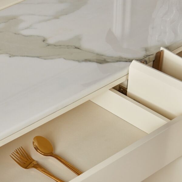 بوفيه جانبي جيميناي - ابيض وذهبي