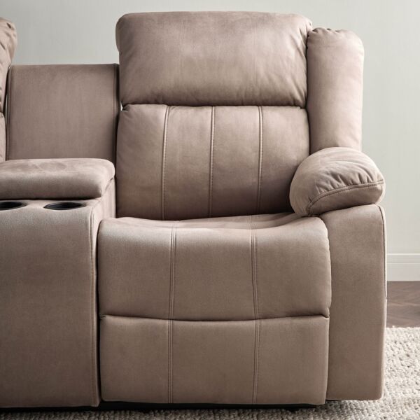 كنبة استرخاء هزاز قابلة للضبط بمقعدين وحامل أكواب باسكن - بني