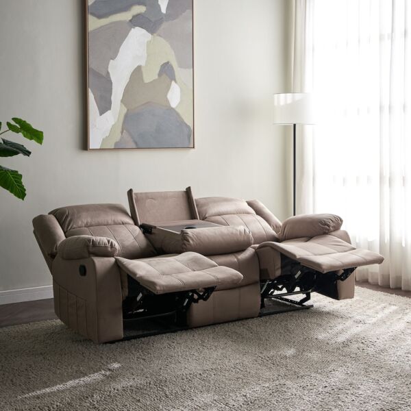 كنبة استرخاء 3 مقاعد قابلة للضبط باسكن - بني