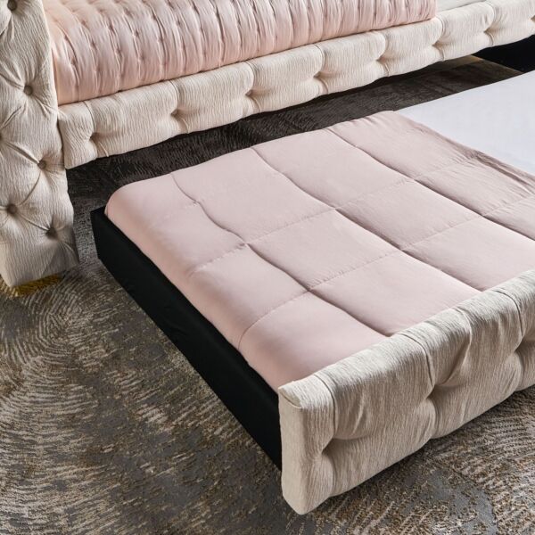 كنبة سرير مع وحدة سرير سفلي ميشا 90x200 سم - بيج وذهبي