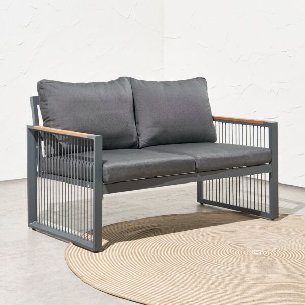 طقم كراسي خارجية 4 مقاعد مع طاولة ريفا - رمادي