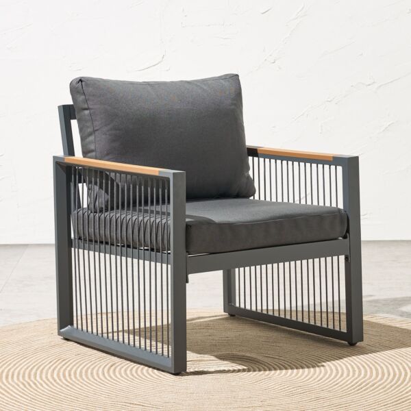 طقم كراسي خارجية 4 مقاعد مع طاولة ريفا - رمادي