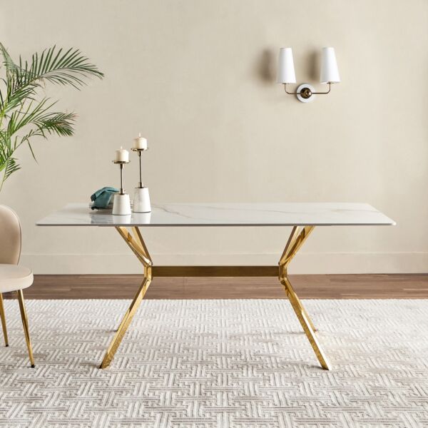 طاولة سفرة بسطح رخام 6 مقاعد - هامليتس