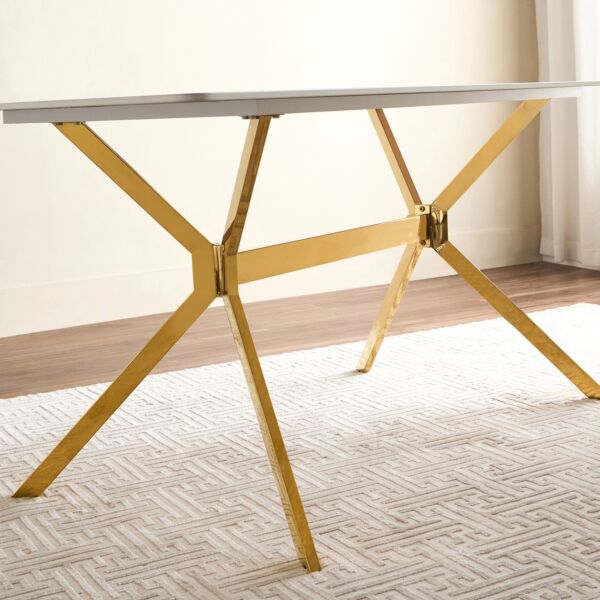 طاولة سفرة بسطح رخام 6 مقاعد - هامليتس