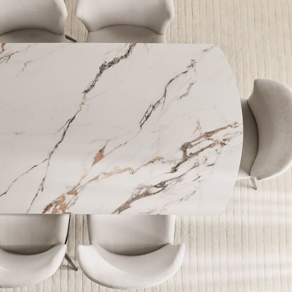 طاولة طعام 6 مقاعد هادلي - ابيض وجوزي