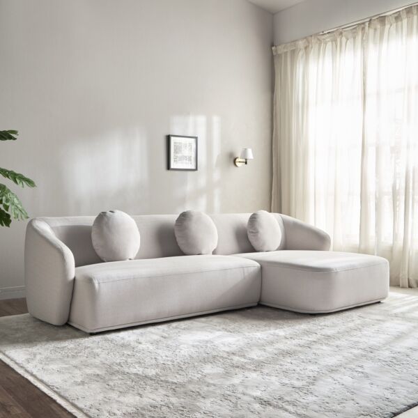 كنب زاوية يمين أدير - بيج