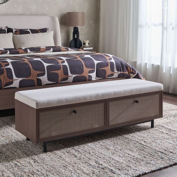 مقعد بنش قماشي بمساحة تخزين - موندو