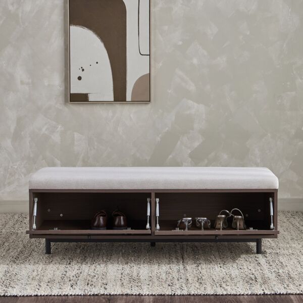 مقعد بنش قماشي بمساحة تخزين - موندو