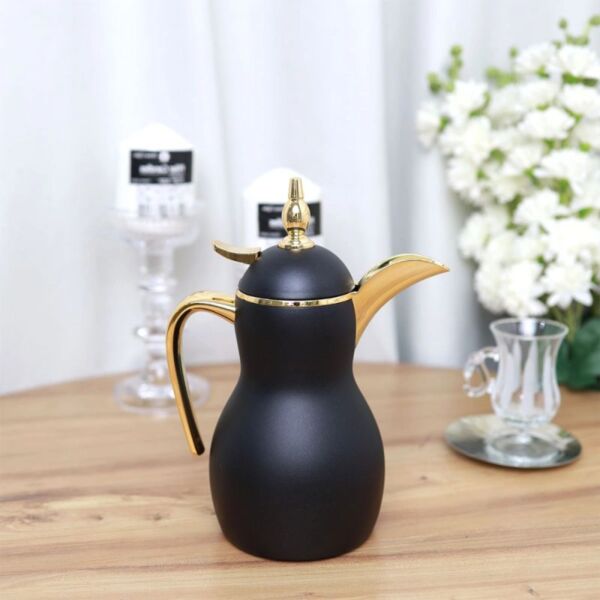 دلة قهوة أسود وذهبي 350 مل