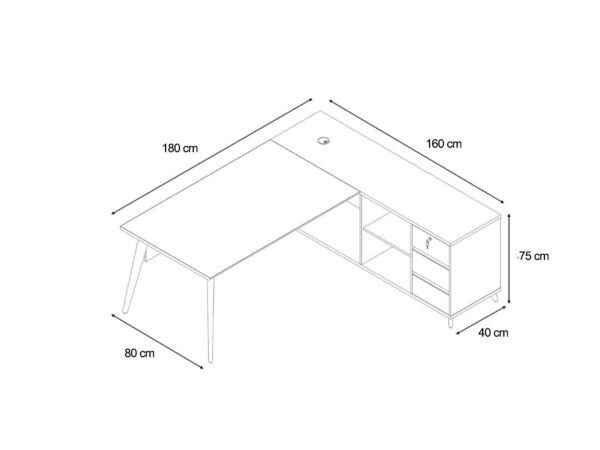 مكتب ريناز مع ملحق 180 سم-ابيض
