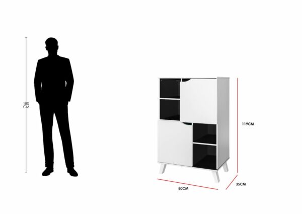 وحدة رفوف 4 دور أوستن لون أبيض وأسود