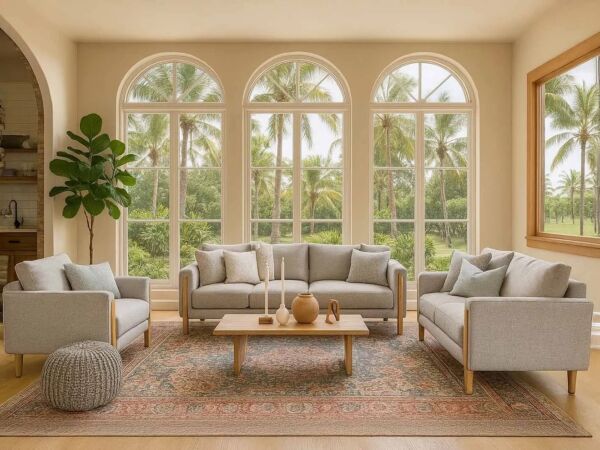 طقم كنب ميلان 3 قطع - رمادي