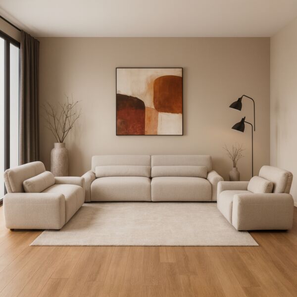 طقم كنب إيليت 3 قطع - بيج